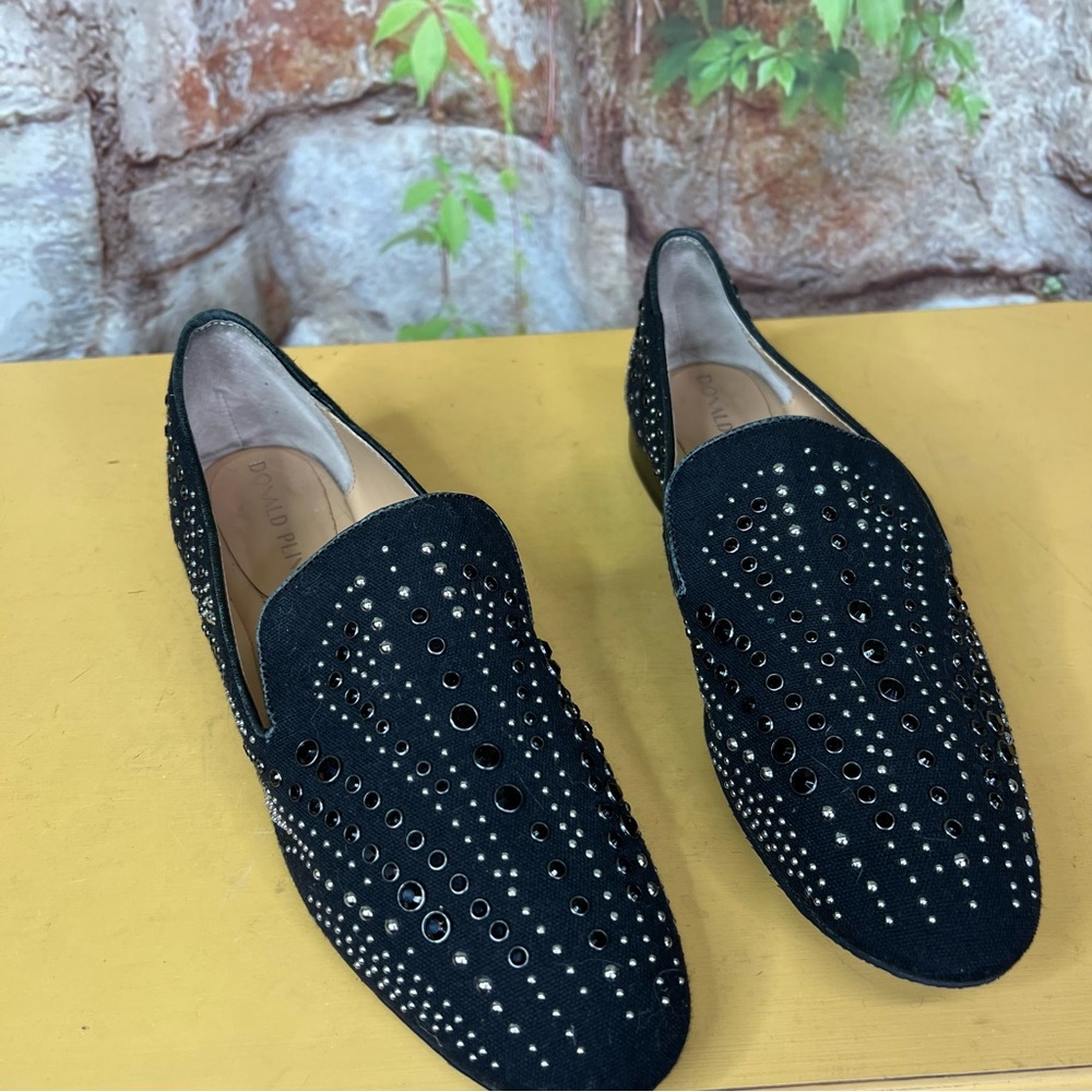 DONALD PLINER Black Textile Modern Downtown Walkable Studded Loafers, 8.5 - Picture 8 of 16